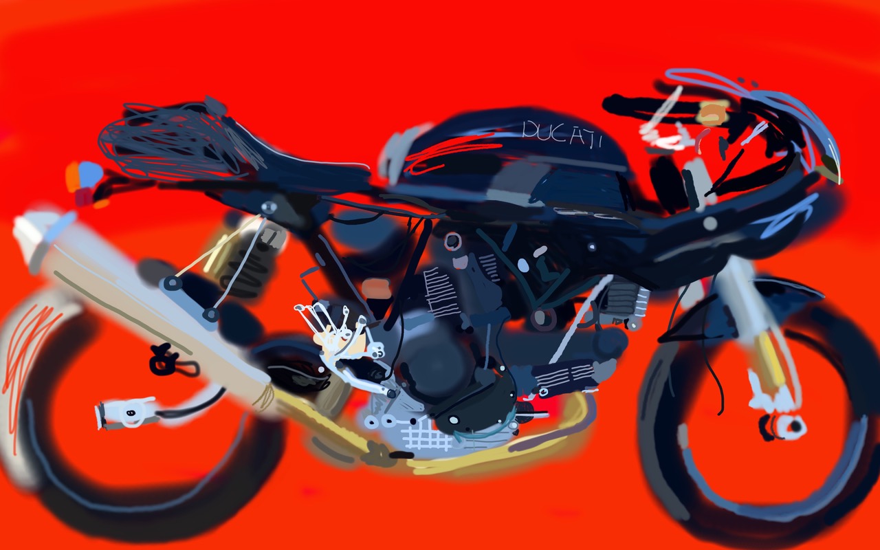 Sherry Pollack Walker - Ducati Red (Painting) - Ethos Arts Inc.