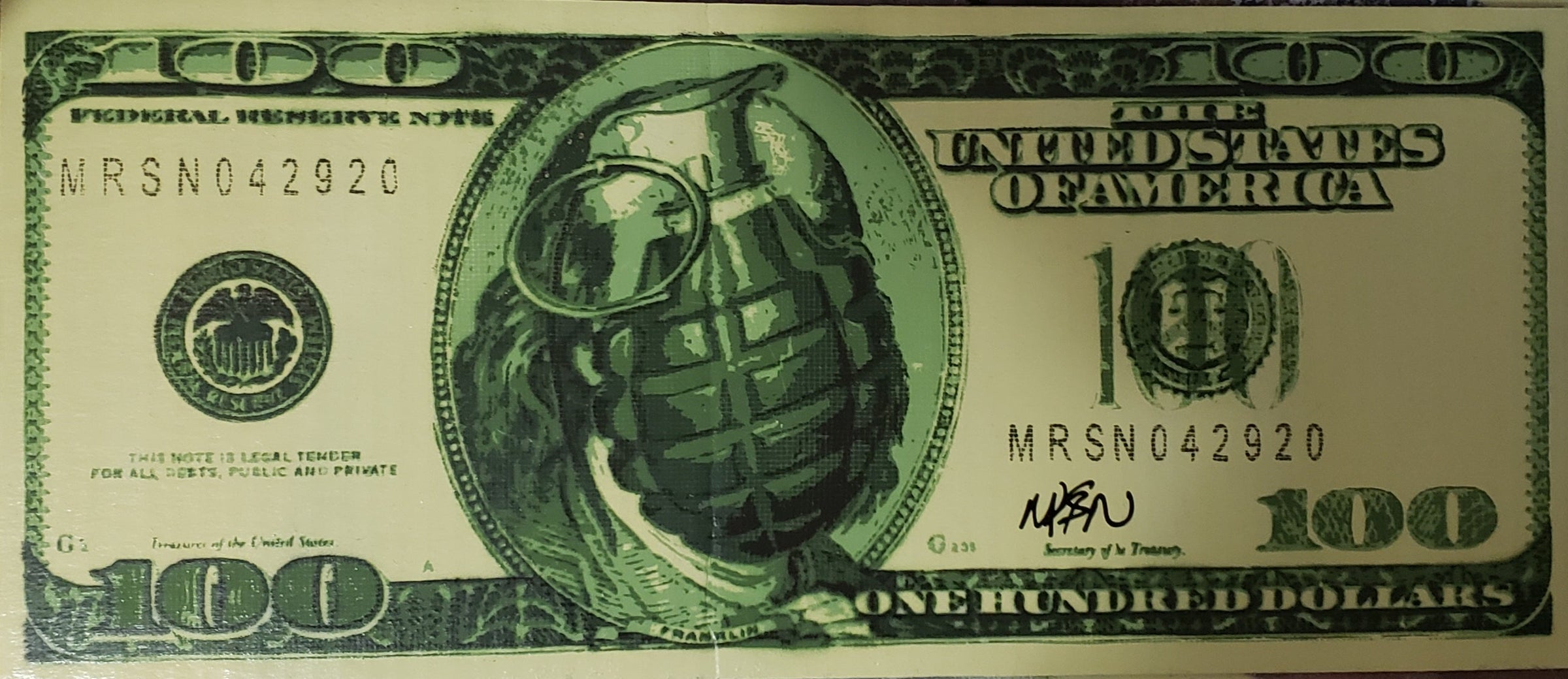 MRSN- Bad Franklin (Painting) - Ethos Arts Inc.