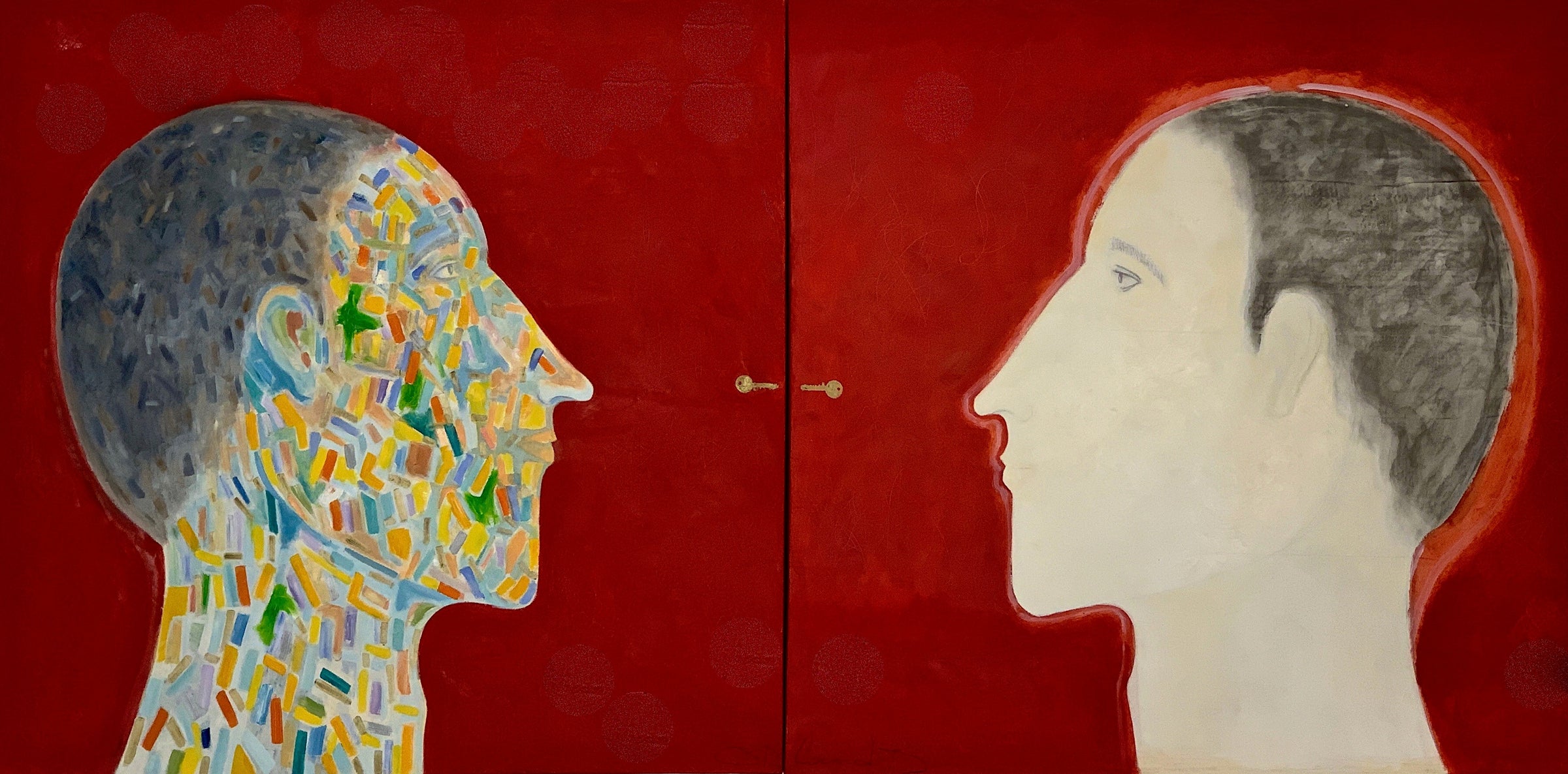 Orlando Agudelo-Botero- EMOCIÓN Y LÓGICA (Logic and Emotion) Diptych (Painting) - Ethos Arts Inc.