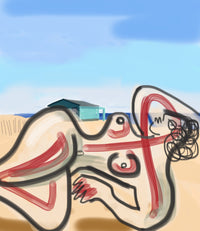 Sherry Pollack Walker- French Woman Sunbathing (Painting) - Ethos Arts Inc.