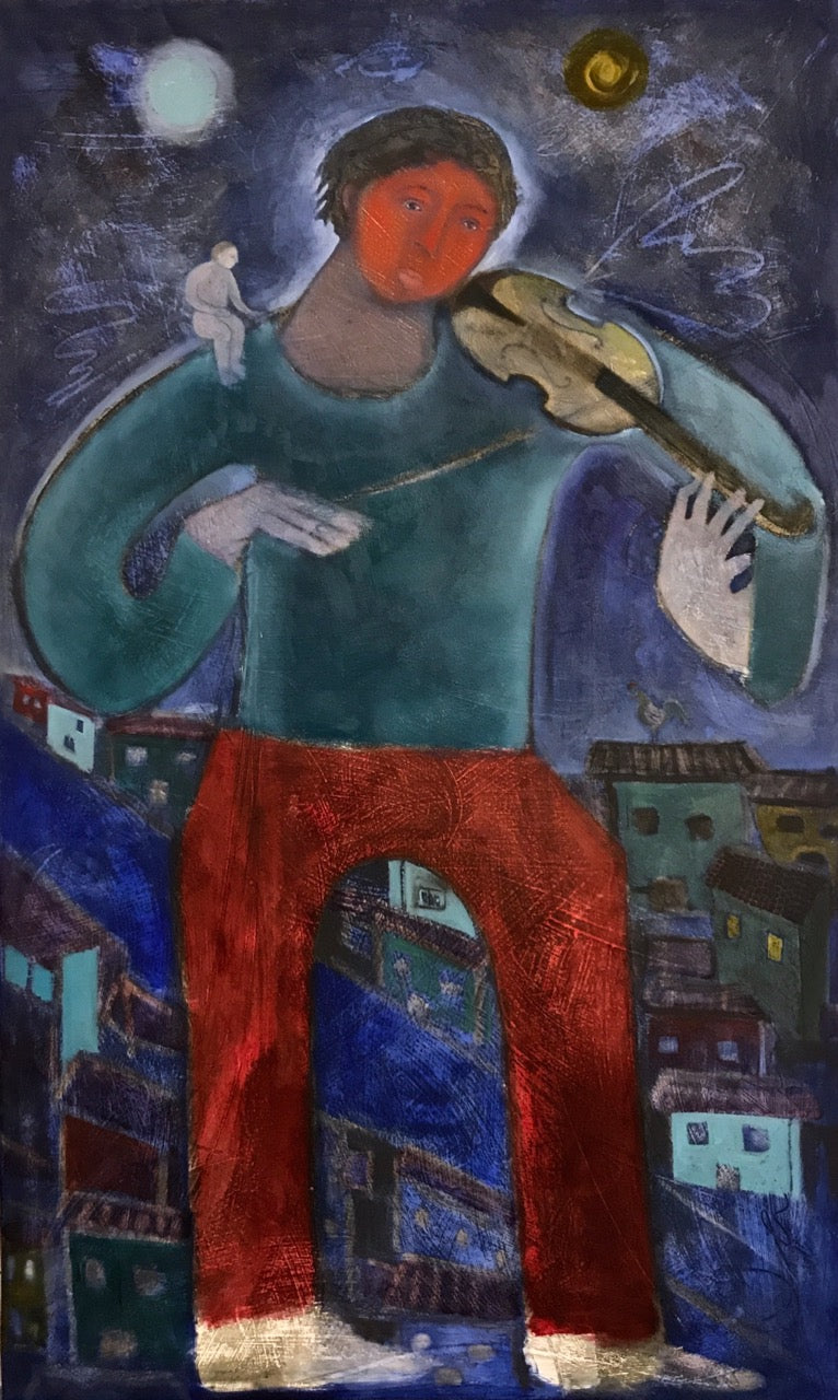 Orlando Agudelo-Botero- ANUNCIACIÓN (Painting) - Ethos Arts Inc.