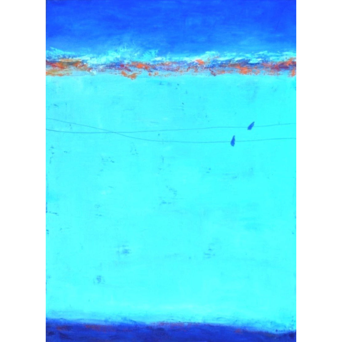 Peggy Hinaekian- Blue Birds on a Wire (Painting) - Ethos Arts Inc.