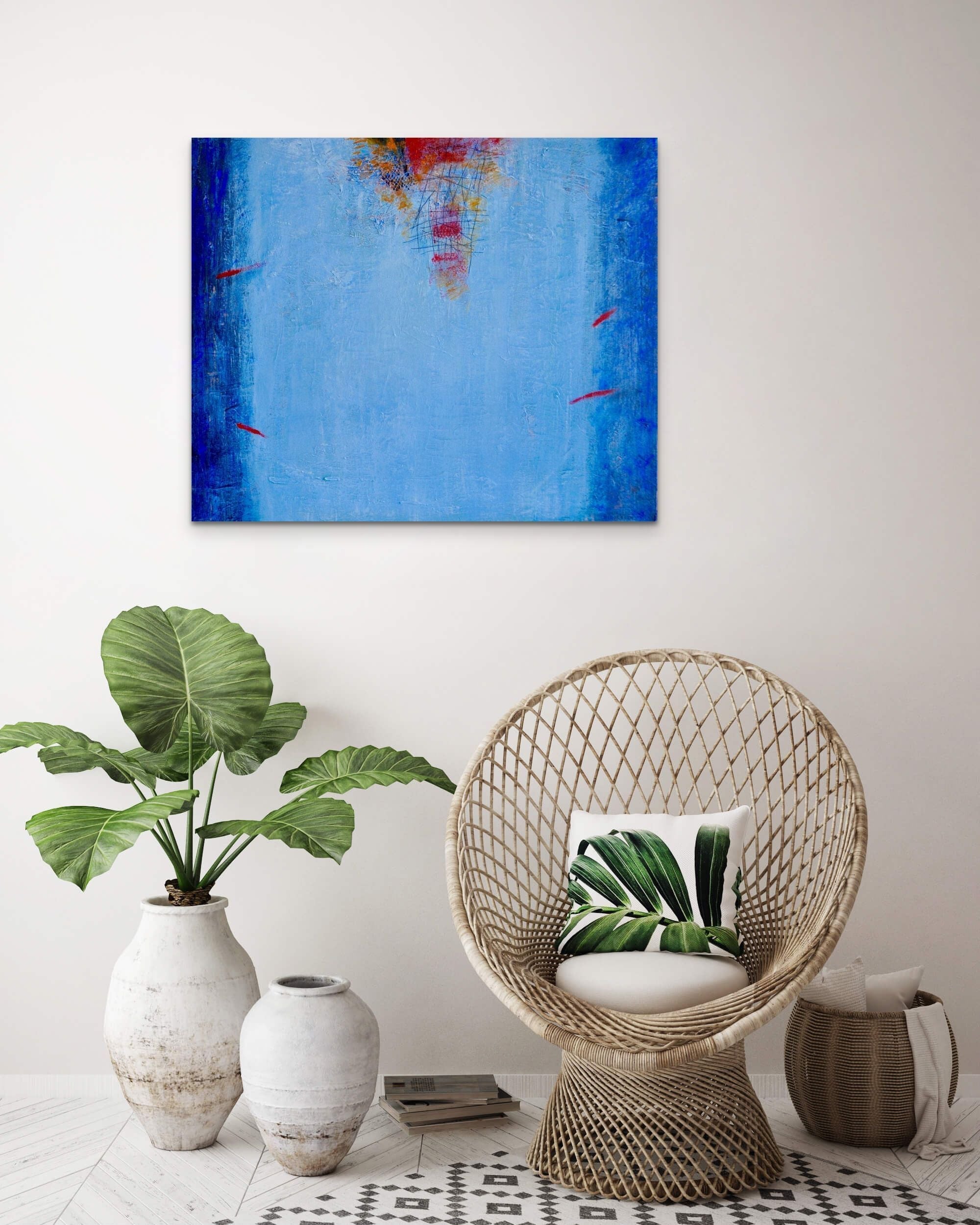 Peggy Hinaekian- Fireworks on the Ocean (Painting) - Ethos Arts Inc.