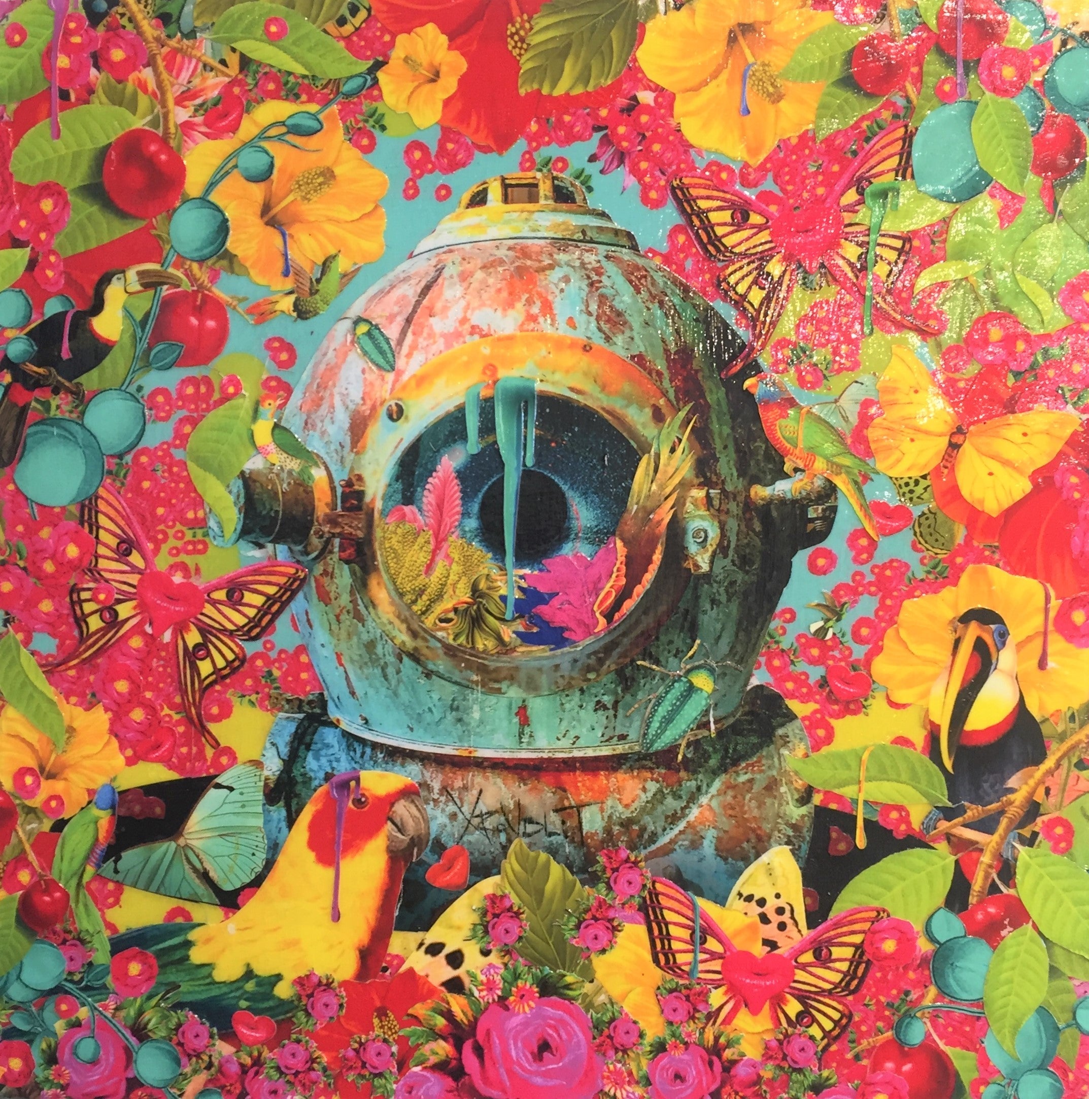 David Krovblit - Lost in Flower Jungle (Diver) (Painting) - Ethos Arts Inc.