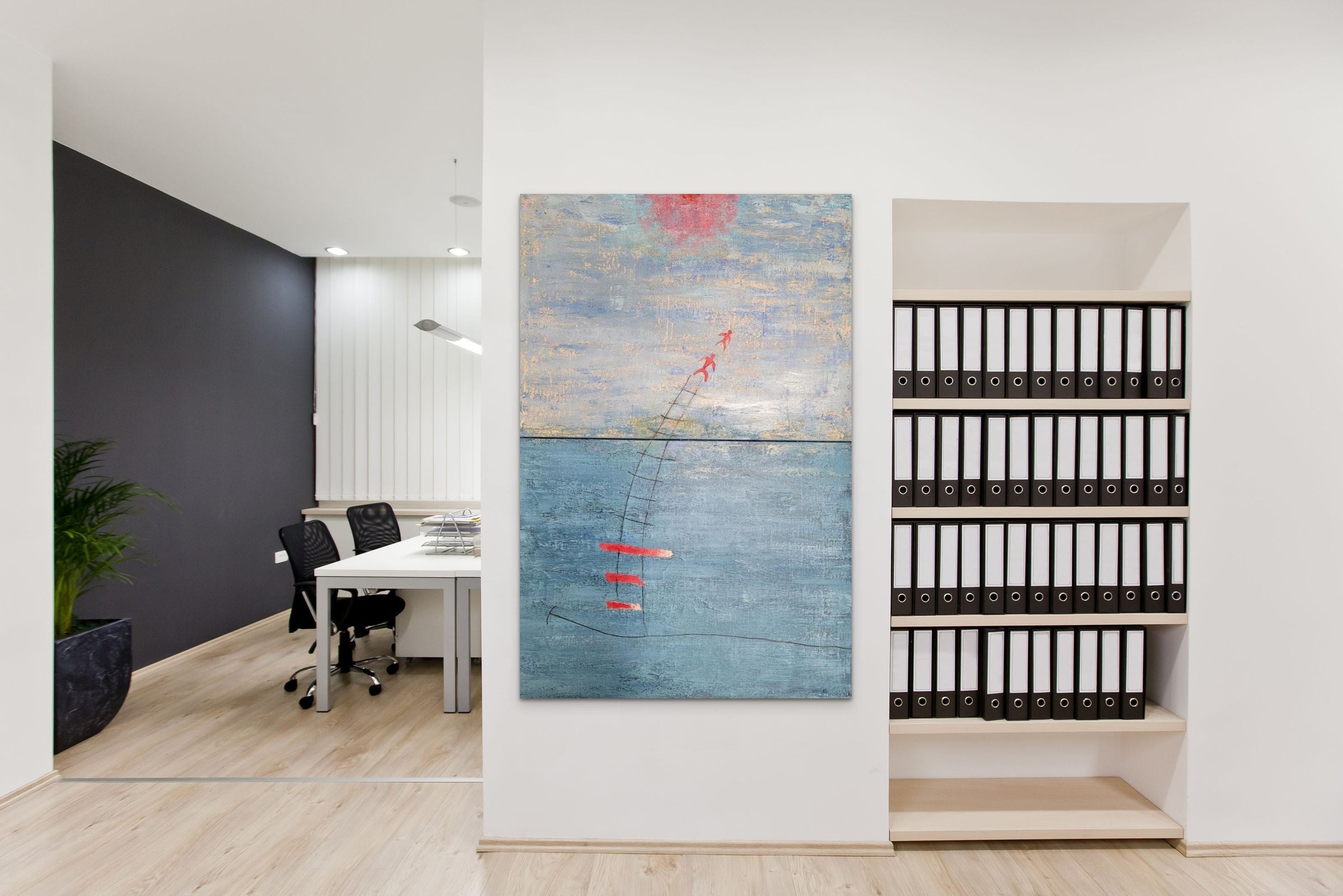Peggy Hinaekian- Strawberry Moon (Painting) - Ethos Arts Inc.