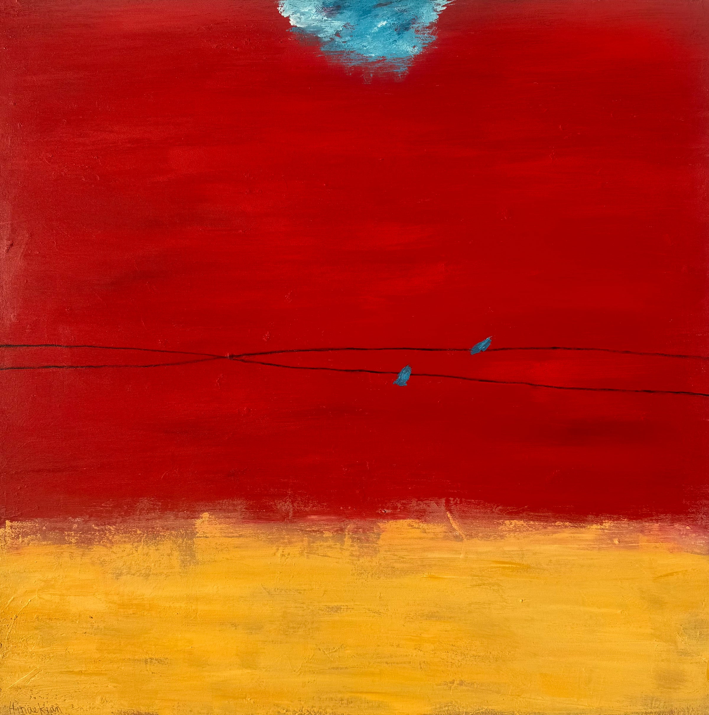 Peggy Hinaekian - Birds on a Wire in Red Sky, 2023