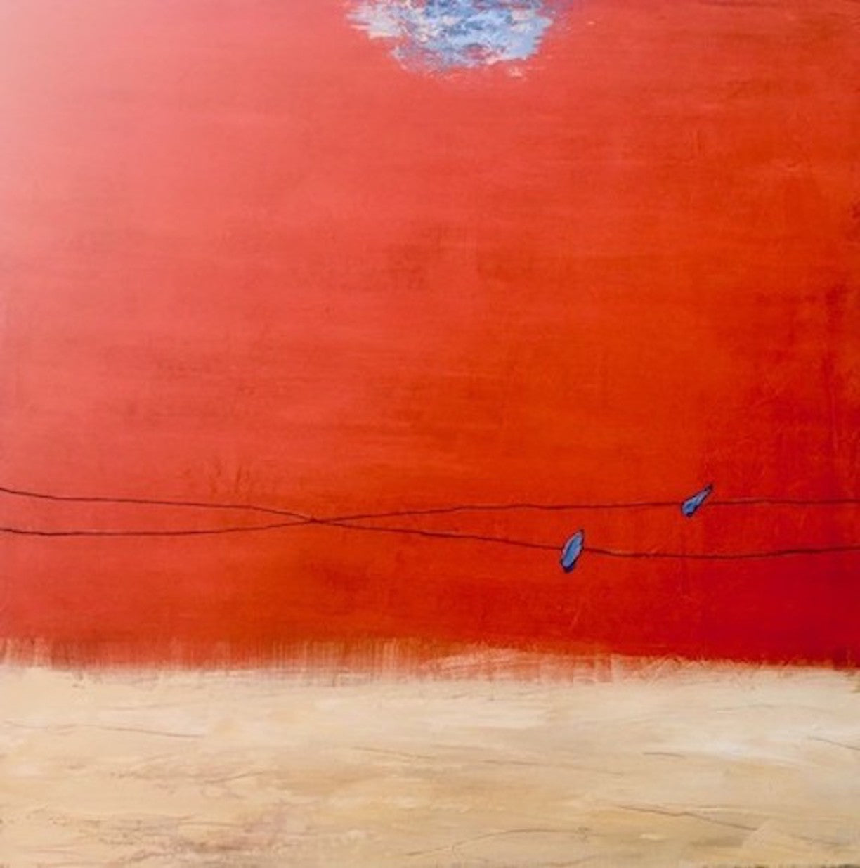 Peggy Hinaekian- Birds on a Wire in Red Sky,2023