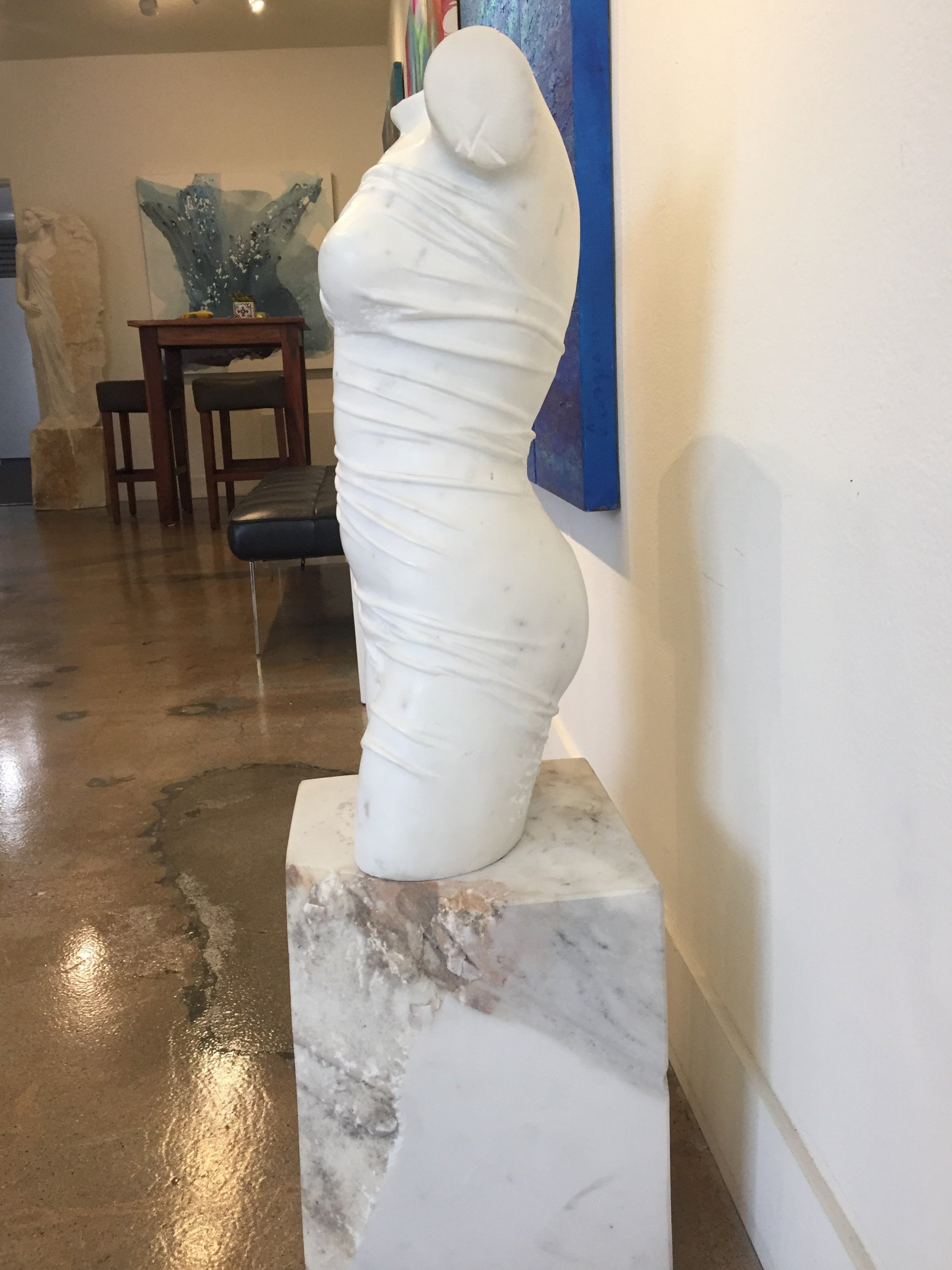 Marton Varo - Female Torso-Turkish Marble (Sculpture) - Ethos Arts Inc.