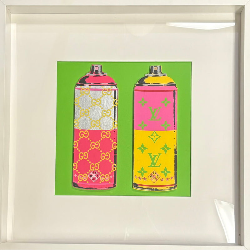 Artlord - Peasant Repellent (Gucci / LV - Pink & Yellow), 2025 (Painting) - Ethos Arts Inc.