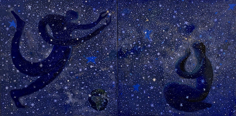 Orlando Agudelo-Botero - ROMANCE BAJO LAS ESTRELLAS (Romance Under the Stars) - Diptych (Painting) - Ethos Arts Inc.