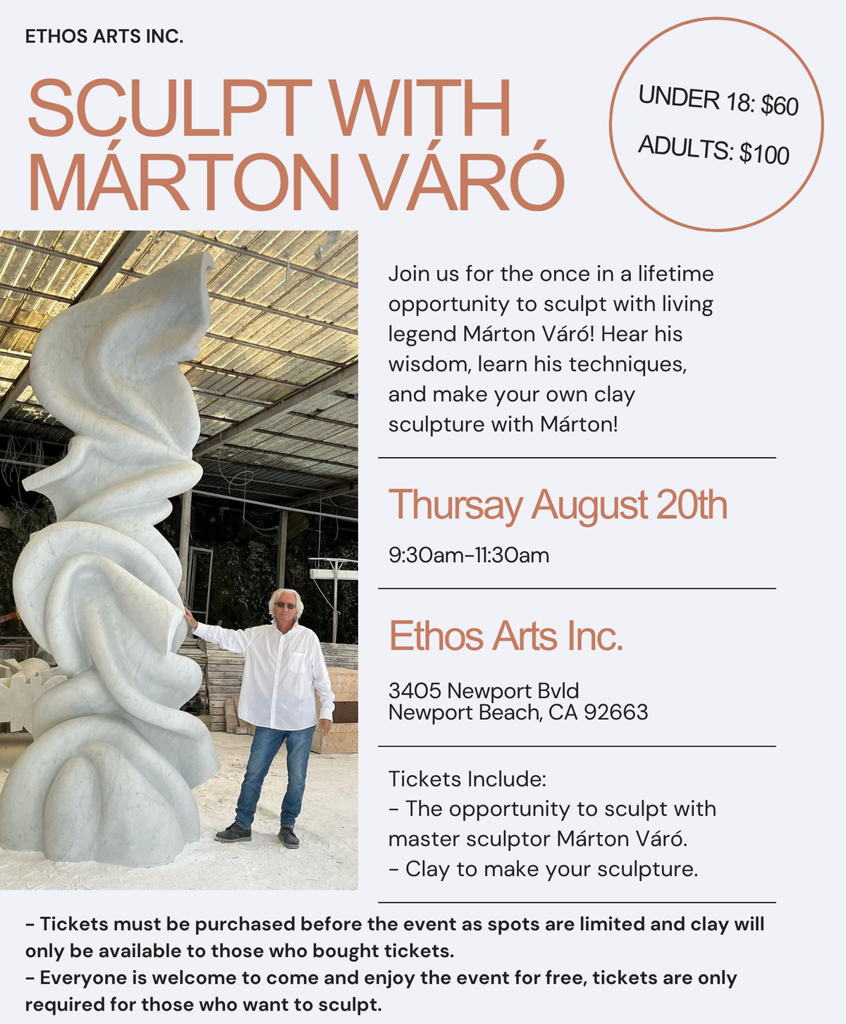 Sculpt with Márton Váró (Ticket) - Ethos Arts Inc.