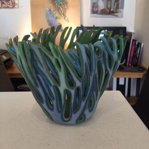 Glenda Kronke- Dunes Vase- Blue Green